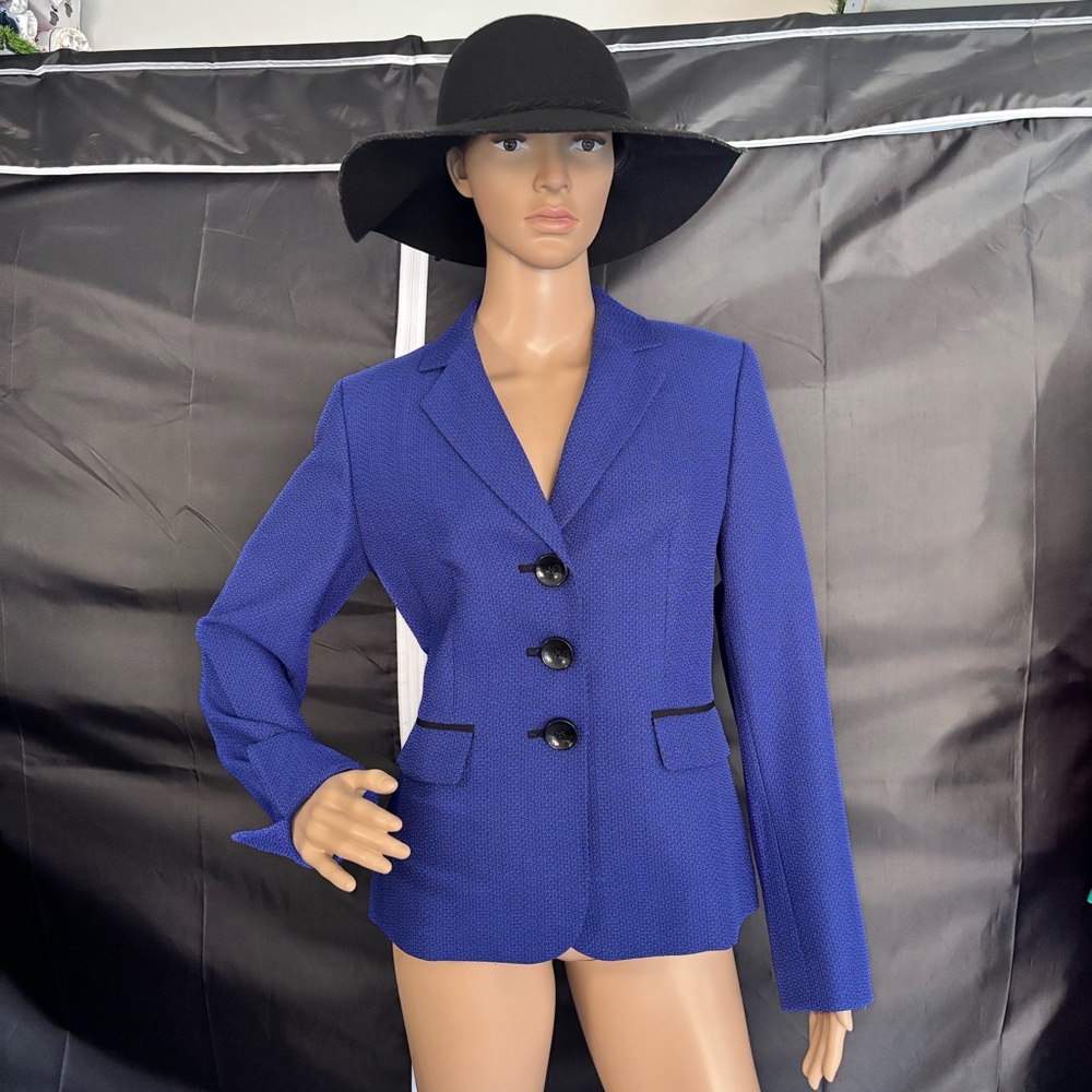 Le Suit Royal Blue Blazer with Black Accents